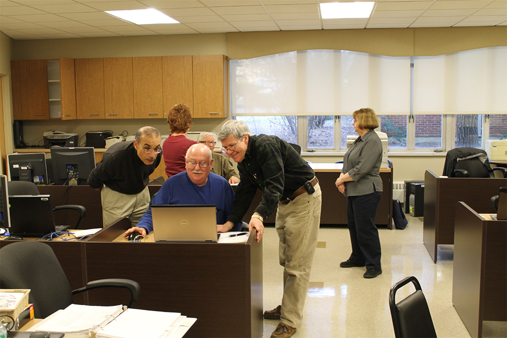 Working together on a laptop